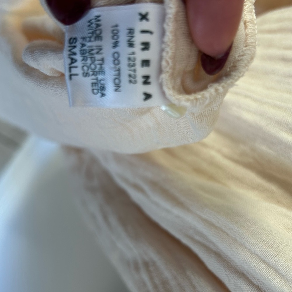 XIRENA Faith Henley Button Down Belted Dress in Oat Cream Color Size Small - Picture 13 of 16